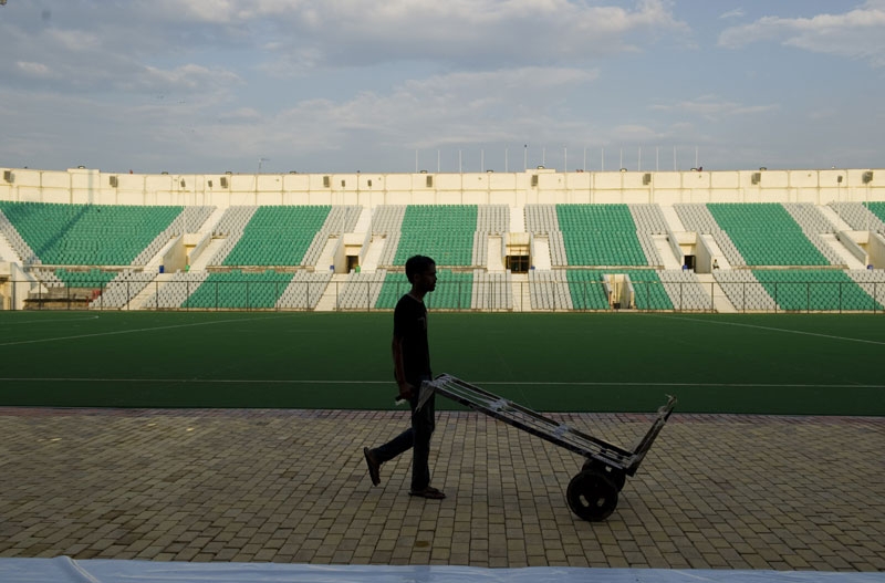 A view of the Dhyan Chand National Hockey Stadium in New Delhi on September 15, 2010. The Indian capital is scheduled to host the Commonwealth Games October 3-14, the biggest sporting event in the city since the 1982 Asian Games. (Manpreet Romana/AFP/Getty Images) 