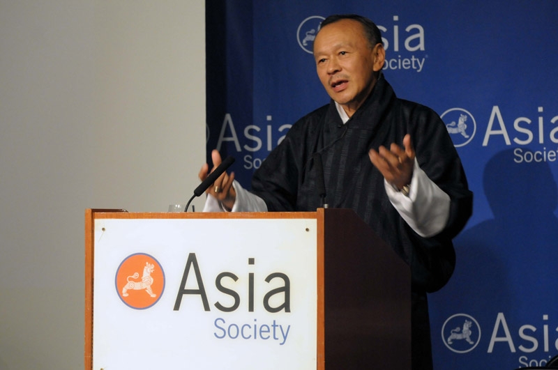 Jigmi Y. Thinley, Prime Minister of Bhutan, speaks at the Asia Society in New York on September 19, 2011. (Elsa Ruiz)