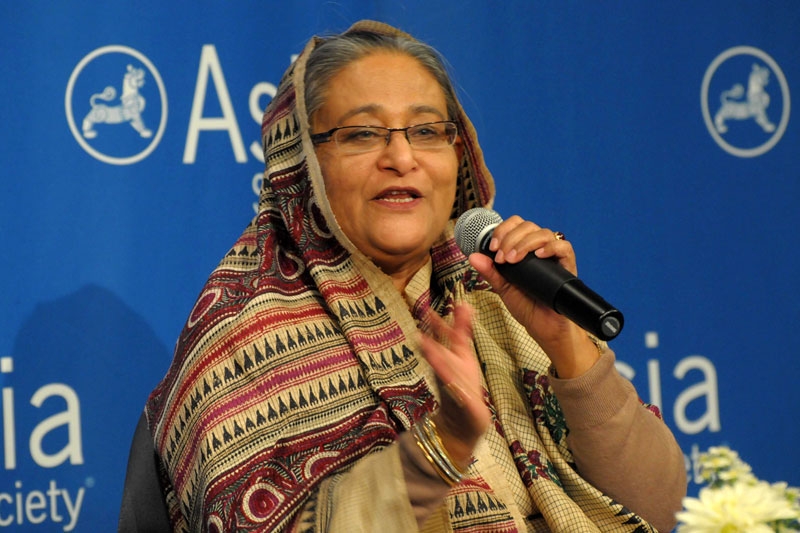 Sheikh Hasina, Prime Minister of Bangladesh, speaks at the Asia Society in New York on September 20, 2011. (Elsa Ruiz)