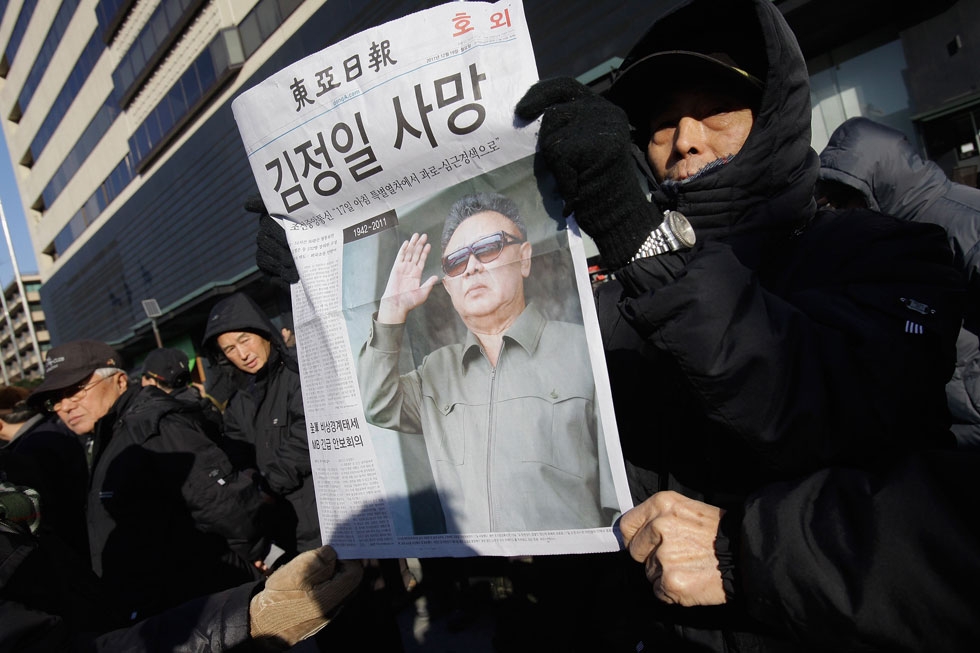 South Korean protesters participate in a rally celebrating news of the death of North Korean leader Kim Jong Il on December 19, 2011 in Seoul, South Korea. (Chung Sung-Jun/Getty Images)