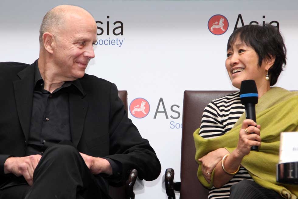 Architects Tod Williams and Billie Tsien recount their first impressions upon seeing the site of Asia Society's Hong Kong Center during a panel discussion, February 10, 2012. (Bill Swersey/Asia Society)