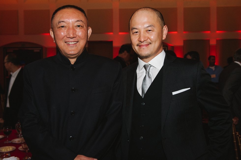 Han Sanping (L), Chairman, China Film Group; Peter Shiao, CEO, Orb Media Group. (Molly Ann/Asia Society)