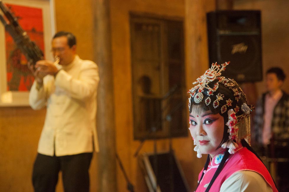 A Jiangsu province-based Kunqu opera troupe performs at Pig’s Inn #3. (Leah Thompson)