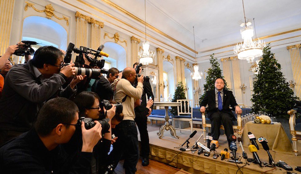 Shown here in Stockholm on December 6, 2012, writer Mo Yan became the first Chinese citizen to win the Nobel Prize for Literature. (Jonathan Nackstrand/AFP/Getty Images)