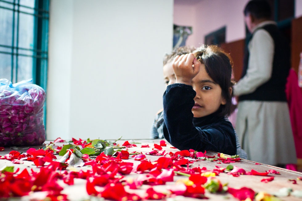 Rose petals were used as decorations for the Christmas celebration. Dhala United Methodist Church, Lahore. (Nushmia Khan)