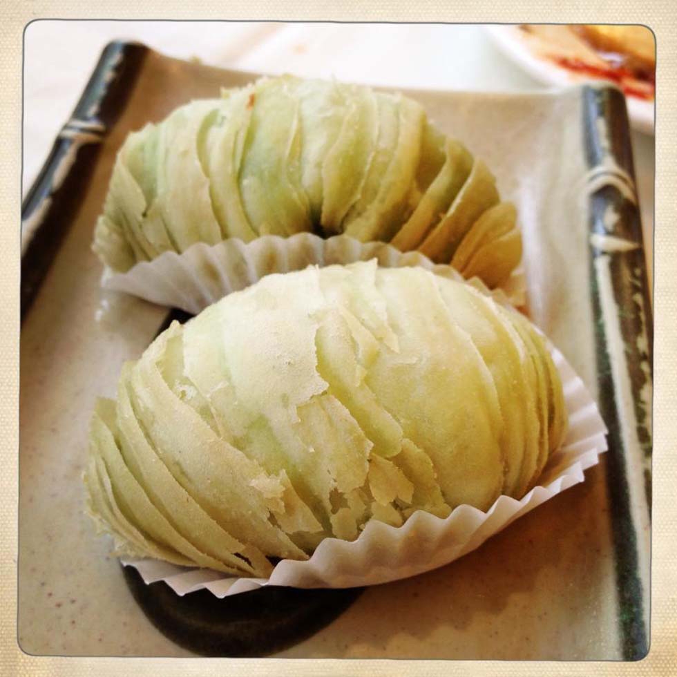 Flaky durian dessert dumplings. (Gigi Nguyen)