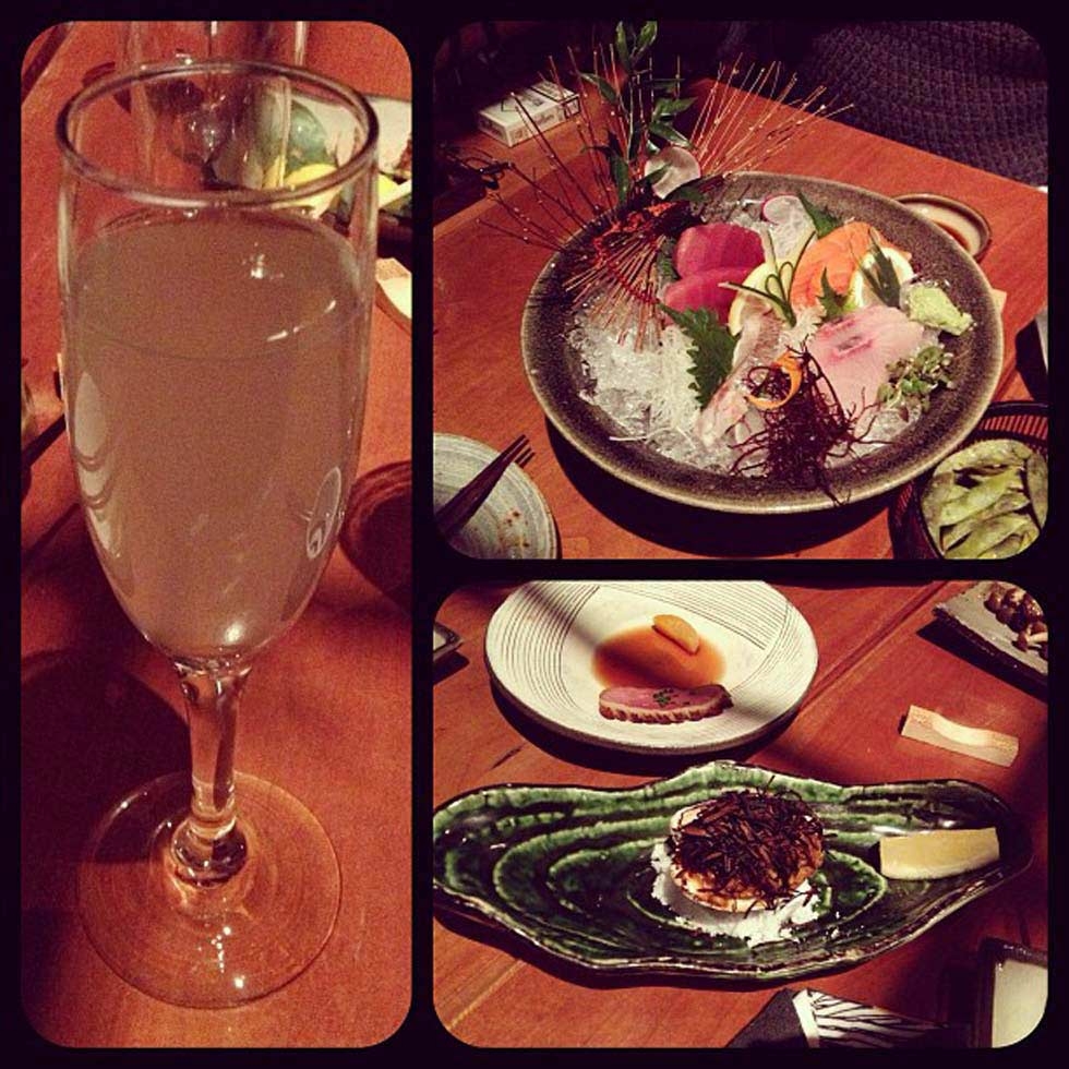 28. "Sparkling sake, sashimi and uni." (hungryeditor)