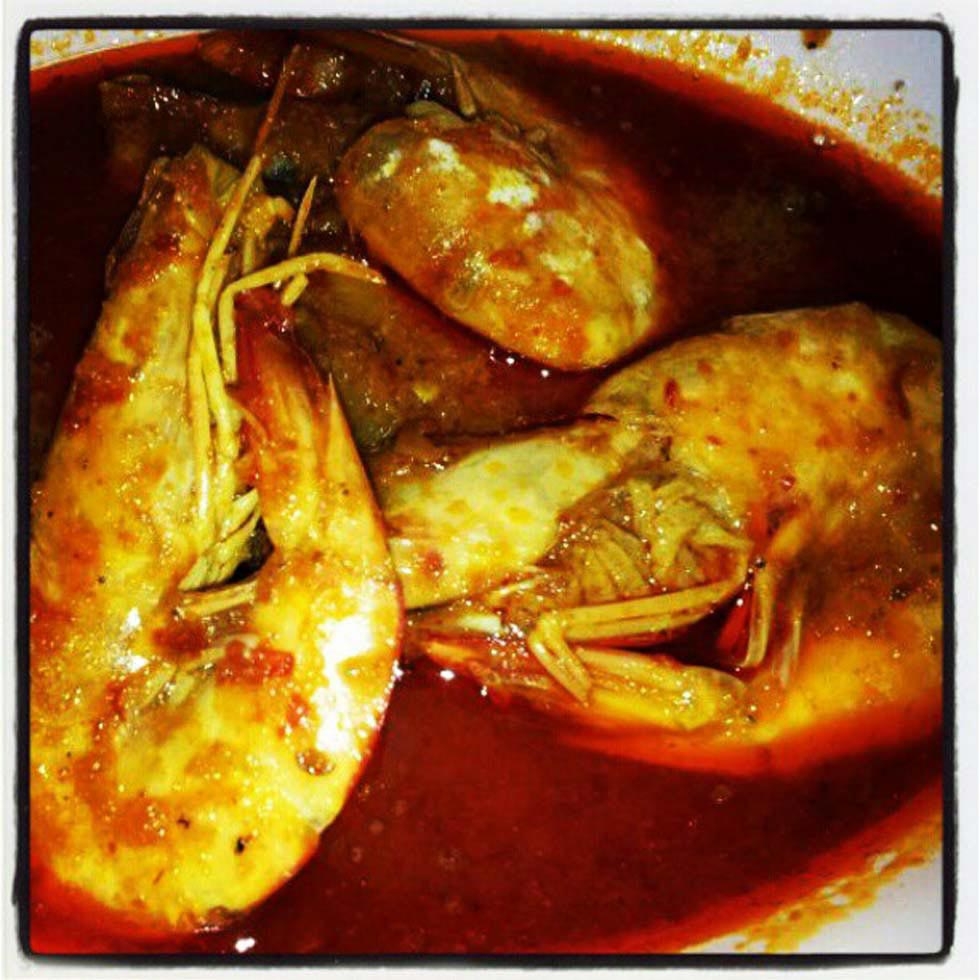 29. "Big prawn pineapple curry for dinner." (easteryeoh)