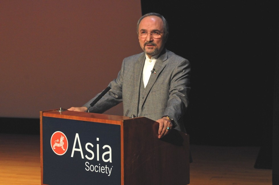 Iran's Ambassador to the United Nations Mohammad Khazaee addresses the crowd at Asia Society New York on Feb. 20, 2013. (Elsa Ruiz/Asia Society)