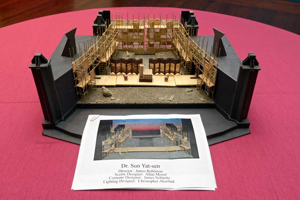 A model of the opera's set as envisioned for the Santa Fe Opera production. (Elsa Ruiz/Asia Society)