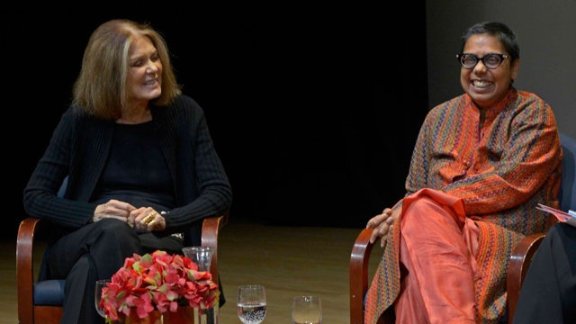 Gloria Steinem and Ruchira Gupta at Asia Society New York. (Elsa Ruiz/Asia Society)
