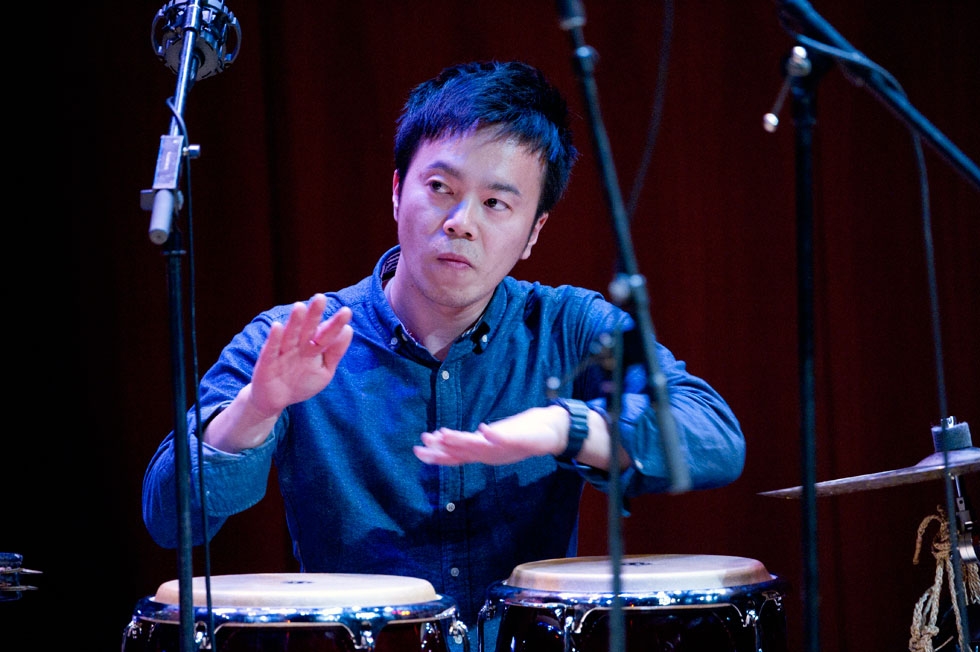 Keita Ogawa on percussion. (Elena Olivo/Asia Society) 