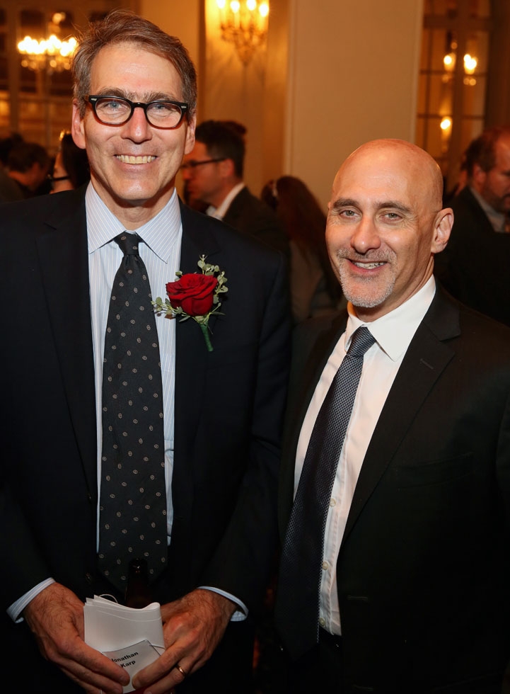 Asia Society Southern California Executive Director Jonathan Karp (L) and Studio 8 founder and CEO Jeff Robinov (R) pose during the 2014 Asia Society U.S.-China Film Summit and Gala held at the Millennium Biltmore Hotel on Nov. 5, 2014, in Los Angeles. (Ryan Miller/Capture Imaging
