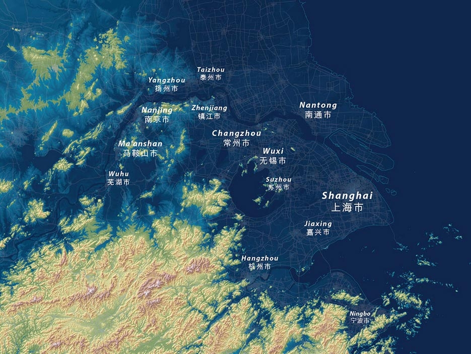 Shanghai would be completely underwater if all of the ice melts, and ocean water would reach miles up the Yangtze river.