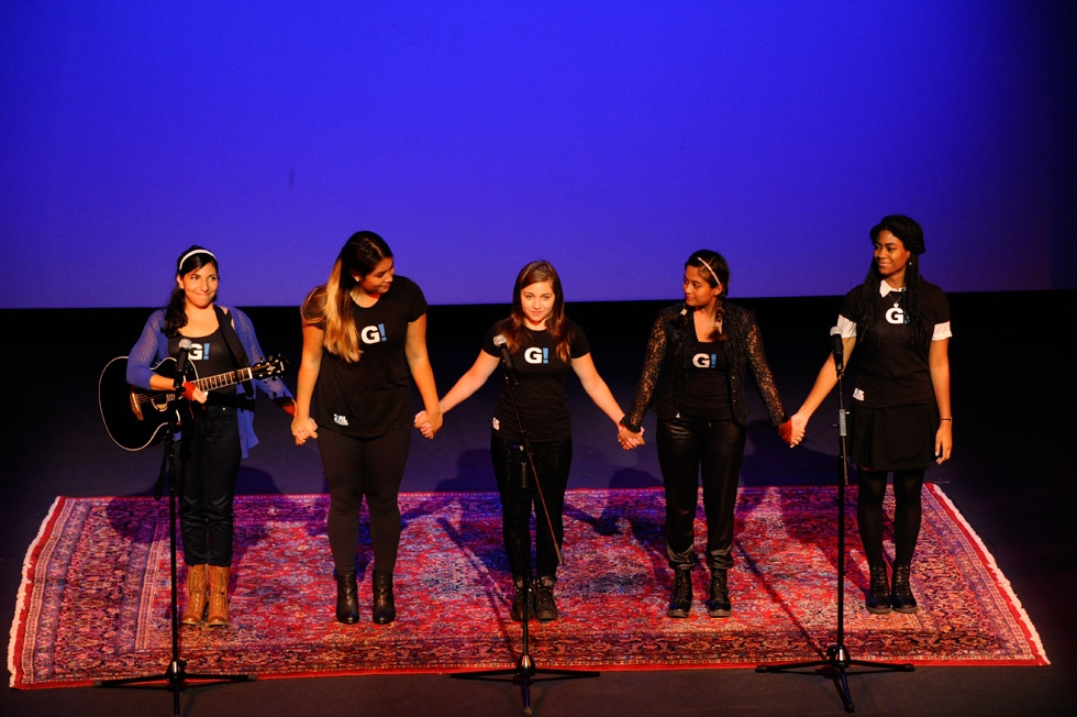 The group Girl Be Heard delivered a spoken word performance inspired by Malala's words. (Elena Olivo/Asia Society)