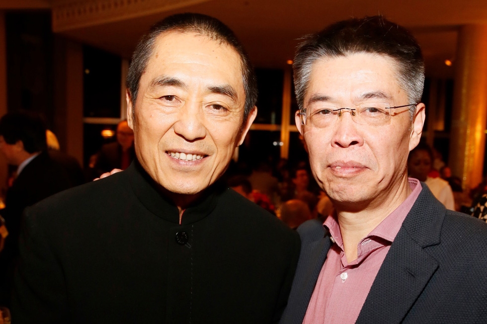 From left, Zhang Yimou, director, receives the Lifetime Achievement Award and Zhang Zhao, CEO, Le Vision Pictures receives the U.S.-China Film Industry Leadership Award during the 2015 Asia Society U.S.-China Film Summit and Gala held at the Dorthy Chandler Pavilion on Thursday, November 5, 2015, in Los Angeles, Calif. (Ryan Miller/Capture Imaging)