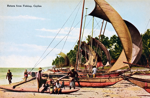 "Return from fishing, Ceylon." (John & Co./New York Public Library)