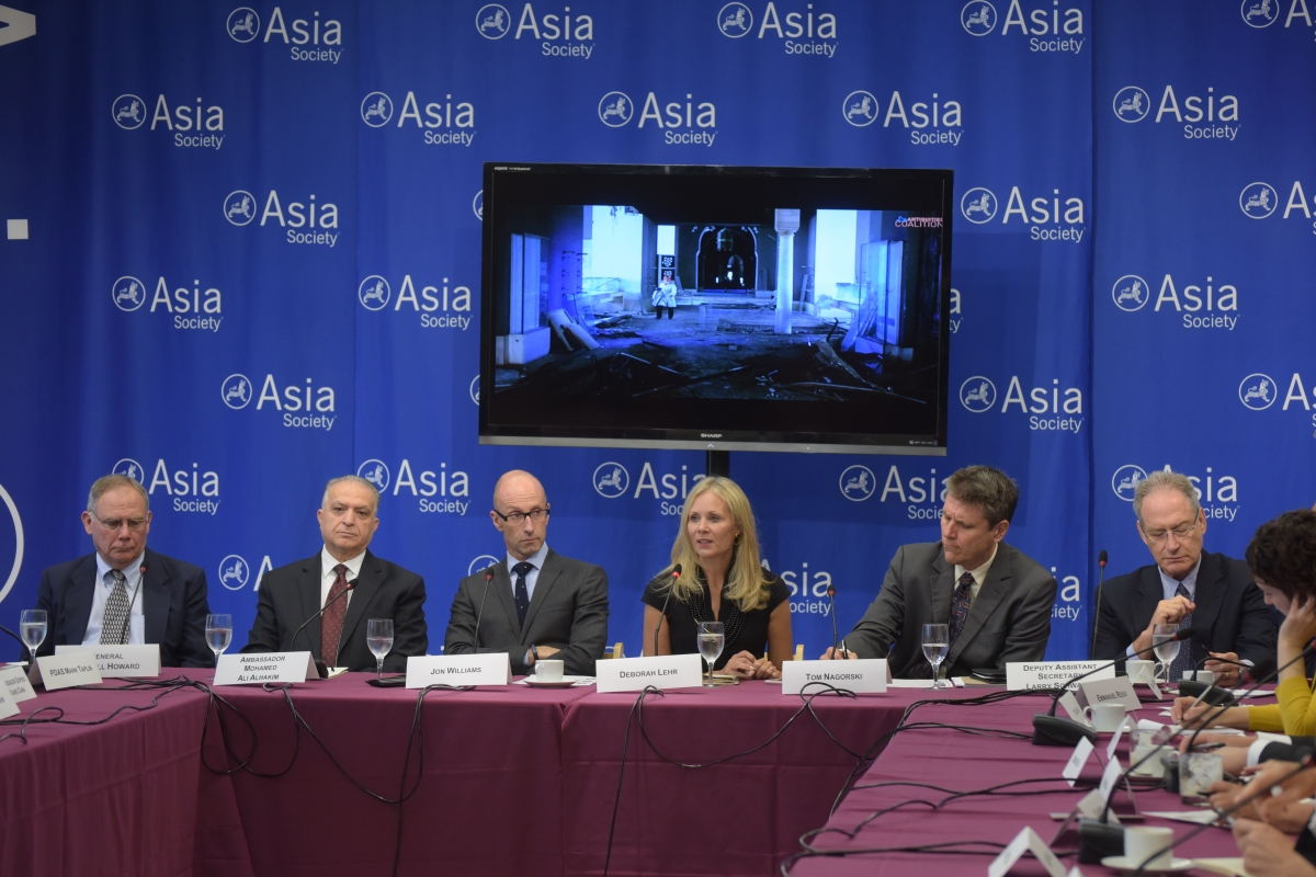 Deborah Lehr, Chair and Founder of the Antiquities Coalition, addresses the "Culture Under Threat" forum at Asia Society in New York on September 16, 2016. (Elsa Ruiz/Asia Society)