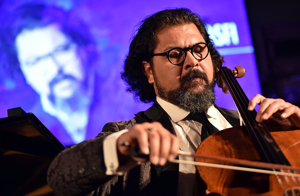 Karim Wasfi performs at the Asia Society Asia Game Changers awards at the United Nations in New York on October 27, 2016. (Jamie Watts/Asia Society)