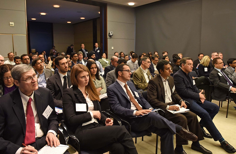 A packed audience take in the discussion and presentations during a special conversation on the outlook of India as an investment destination on February 7, 2016 at Asia Society New York. (Elsa Ruiz/Asia Society)