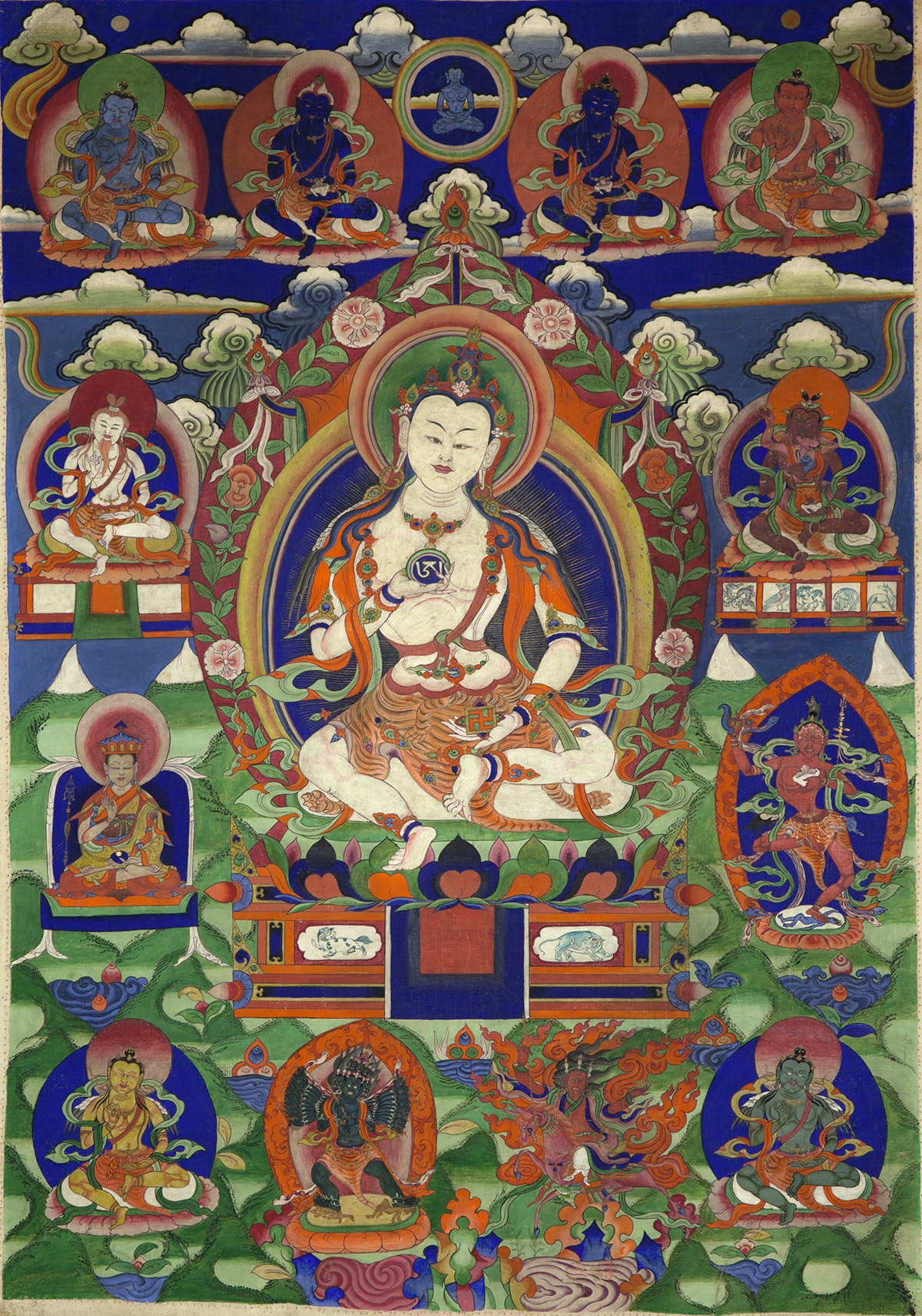 Bon Deity Tsewang Rigzin. 19th century. Possibly Amdo (East Tibet). Tradition: Bon. Pigments on cloth. MU-CIV/MAO "Giuseppe Tucci," inv. 922/755. Image courtesy of the Museum of Civilisation/Museum of Oriental Art "Giuseppe Tucci," Rome.