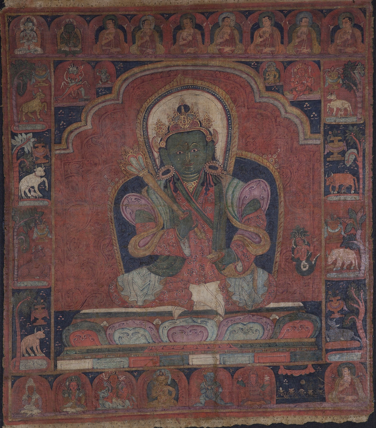 Vaishravana. 14th century. Tsang (South-Central Tibet). Tradition: Sakya. Pigments on cloth. MU-CIV/MAO "Giuseppe Tucci," inv. 965/798. Image courtesy of the Museum of Civilisation/Museum of Oriental Art "Giuseppe Tucci," Rome.