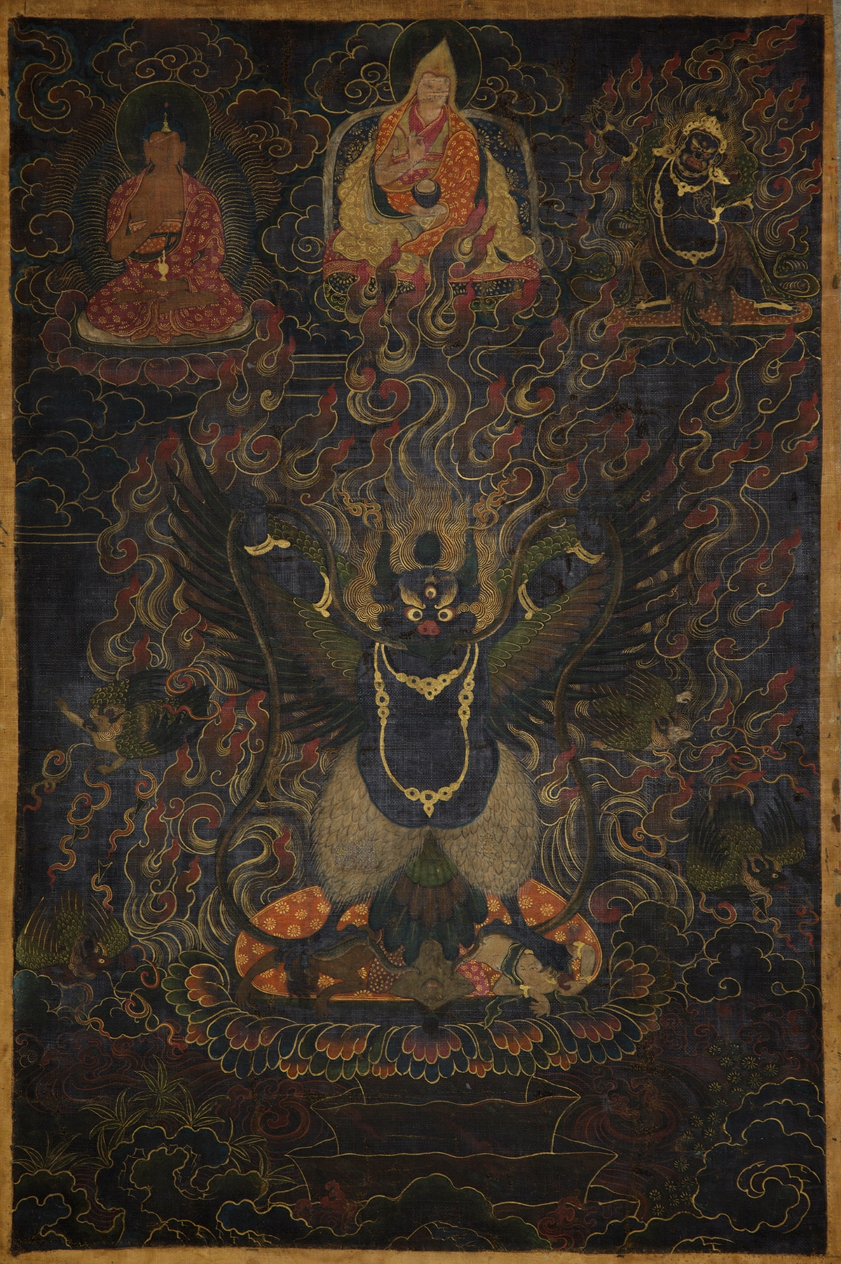 Black Garuda. 18th century. U (Central Tibet). Tradition: Gelug. Pigments on cloth. MU-CIV/MAO "Giuseppe Tucci," inv. 981/814. Image courtesy of the Museum of Civilisation/Museum of Oriental Art "Giuseppe Tucci," Rome.