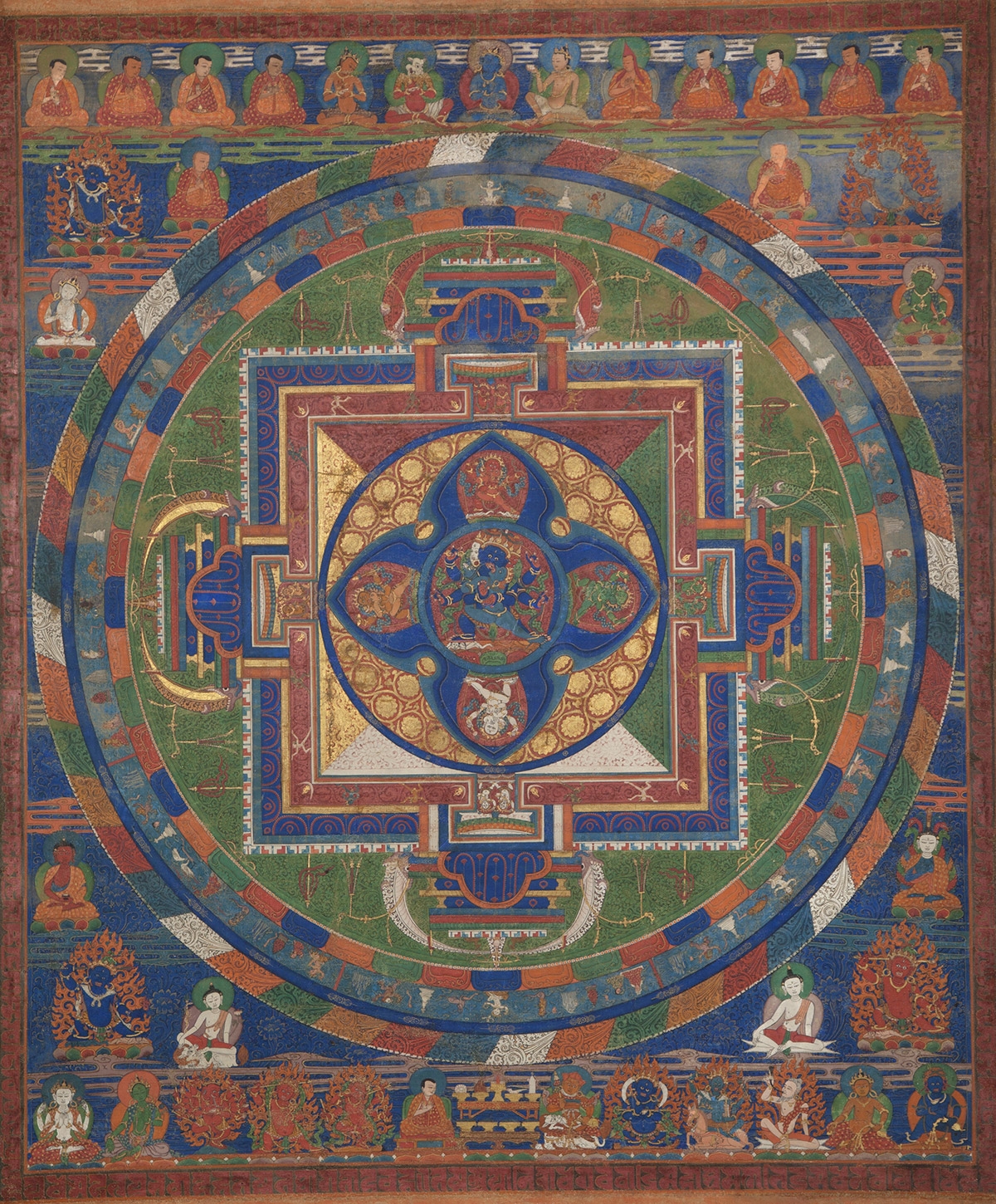 Eighteen-Deity Mandala of Chagna Dorje. 16th-18th century. Tsang (South-Central Tibet). Pigments on cloth. Tradition: Sakya. MU-CIV/MAO "Giuseppe Tucci," inv. 950/783. Image courtesy of the Museum of Civilisation/Museum of Oriental Art "Giuseppe Tucci," Rome.