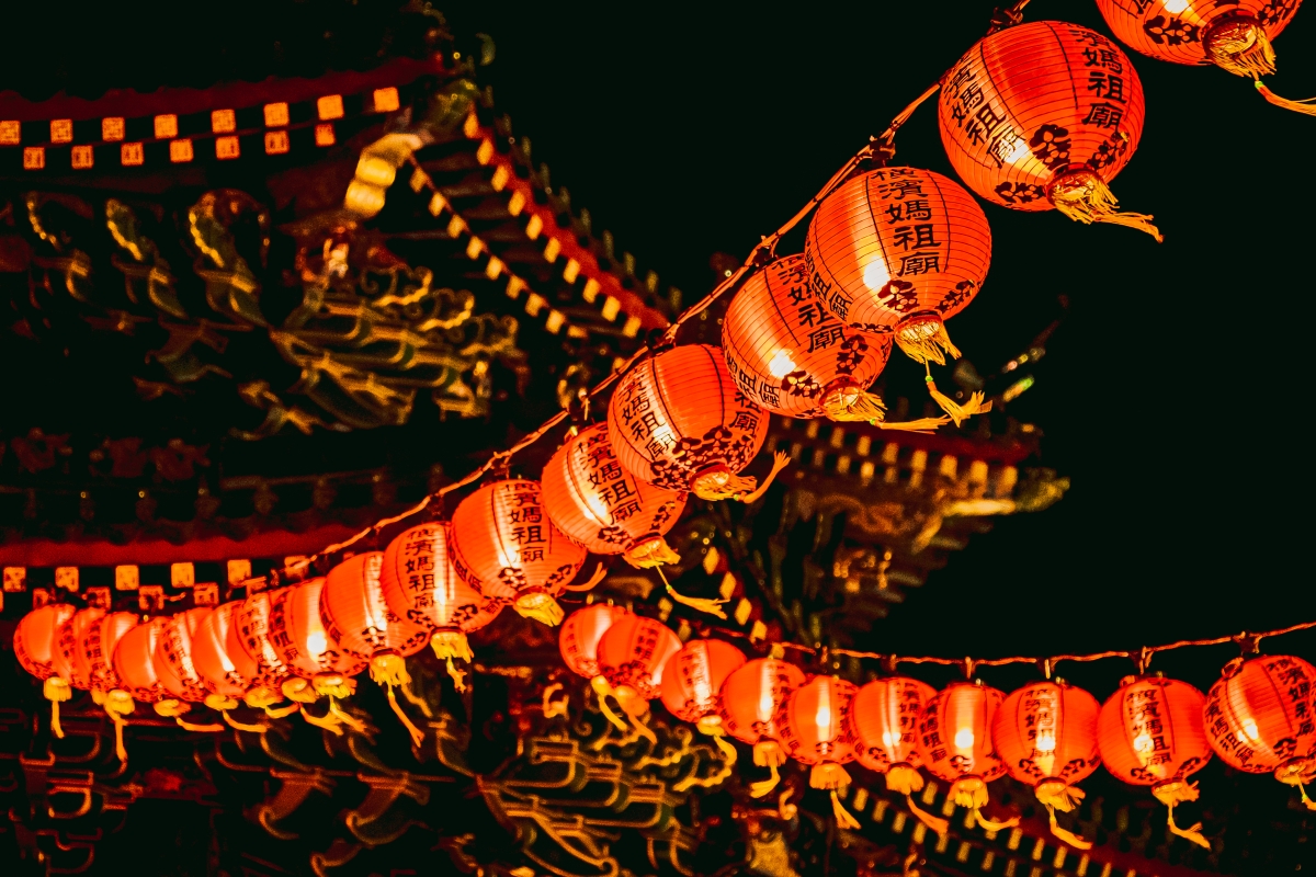 Lunar New Year temple lanterns