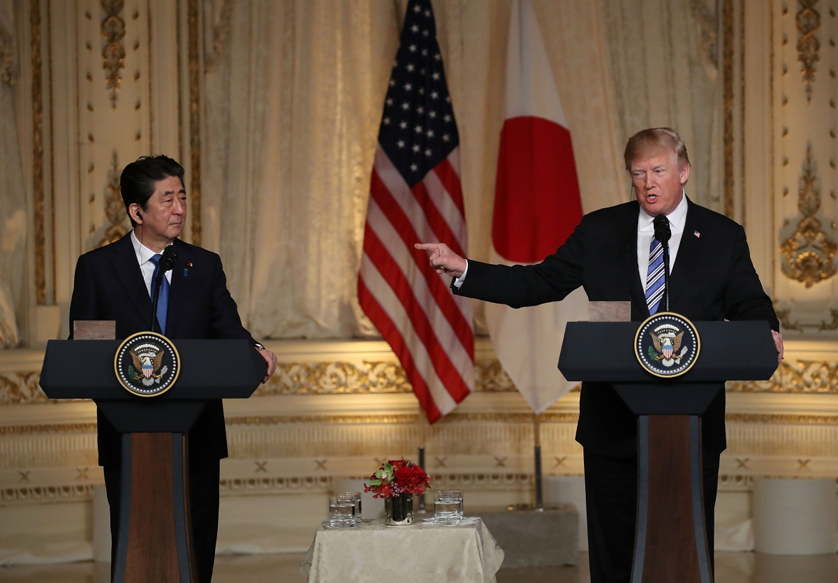 Trump and Abe at Mar-a-Lago, April 2018