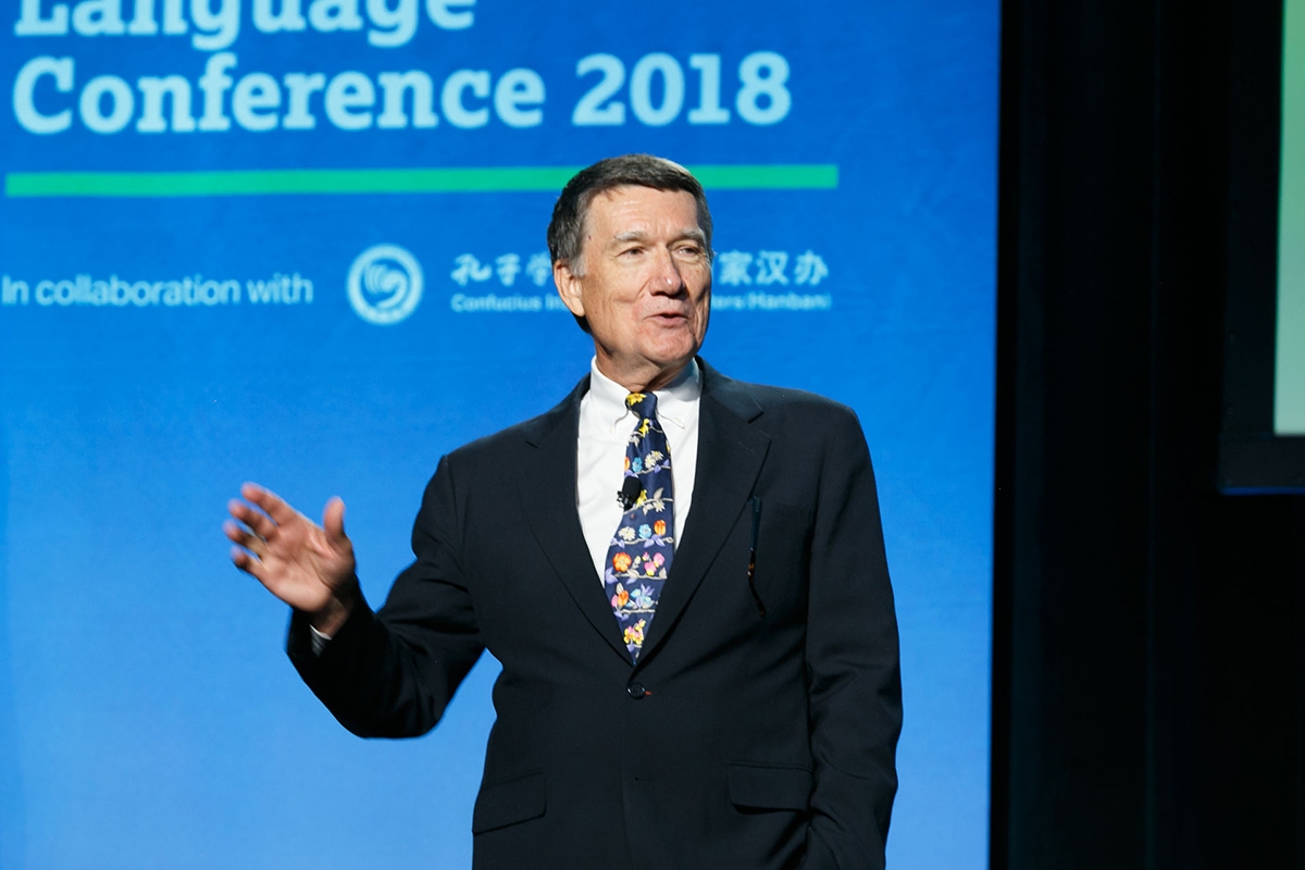 US-China Strong Foundation CEO John Holden speaks at the 2018 National Chinese Language Conference