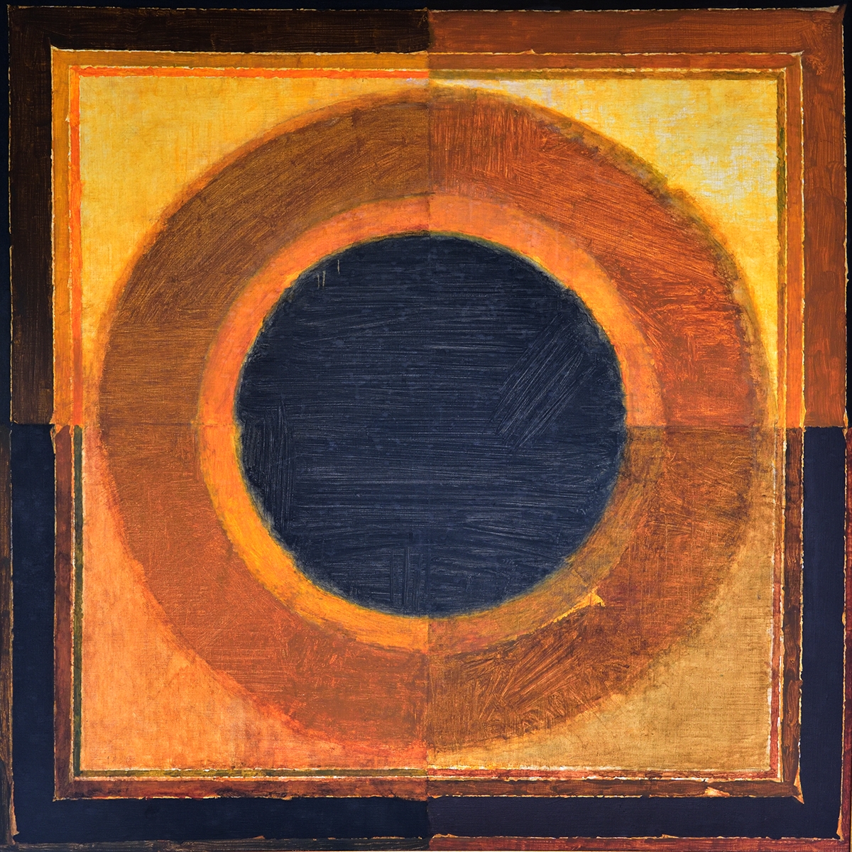 S. H. Raza. Bindu, ca. 1980s. Oil on canvas. H. 39 x W. 39 in. (99 x 99 cm). Collection of Jamshyd and Pheroza Godrej. Courtesy of the lender 