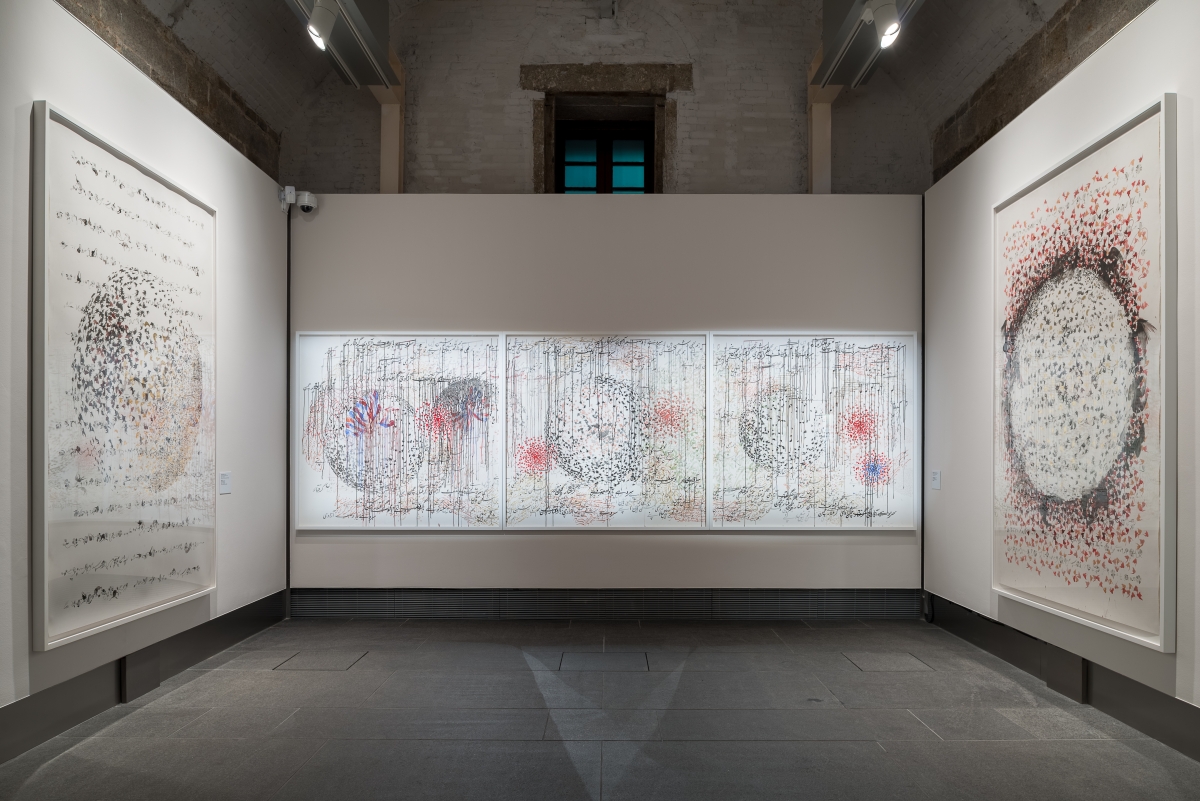 Installation view of Shahzia Sikander: Apparatus of Power.