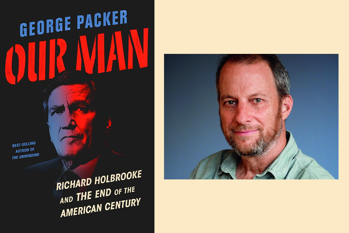 Cover of "Our Man: Richard Holbrooke" and author George Packer
