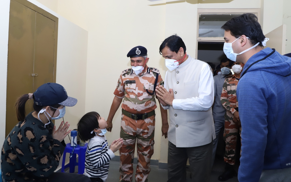 India's Minister of State for Home Affairs, Shri Nityanand Rai visiting the Coronavirus Quarantine Centre at the ITBP Chhawala Centre in New Delhi on March 13, 2020