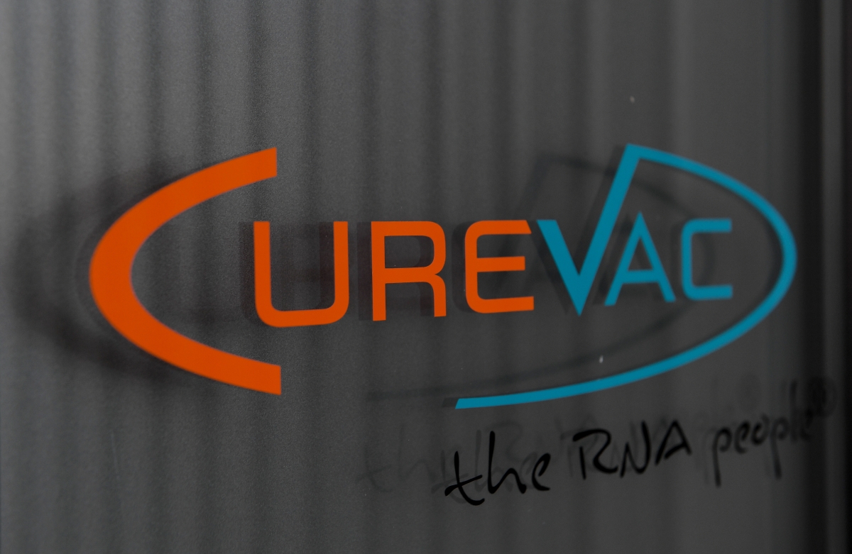 The logo of CureVac, a German biotech firm