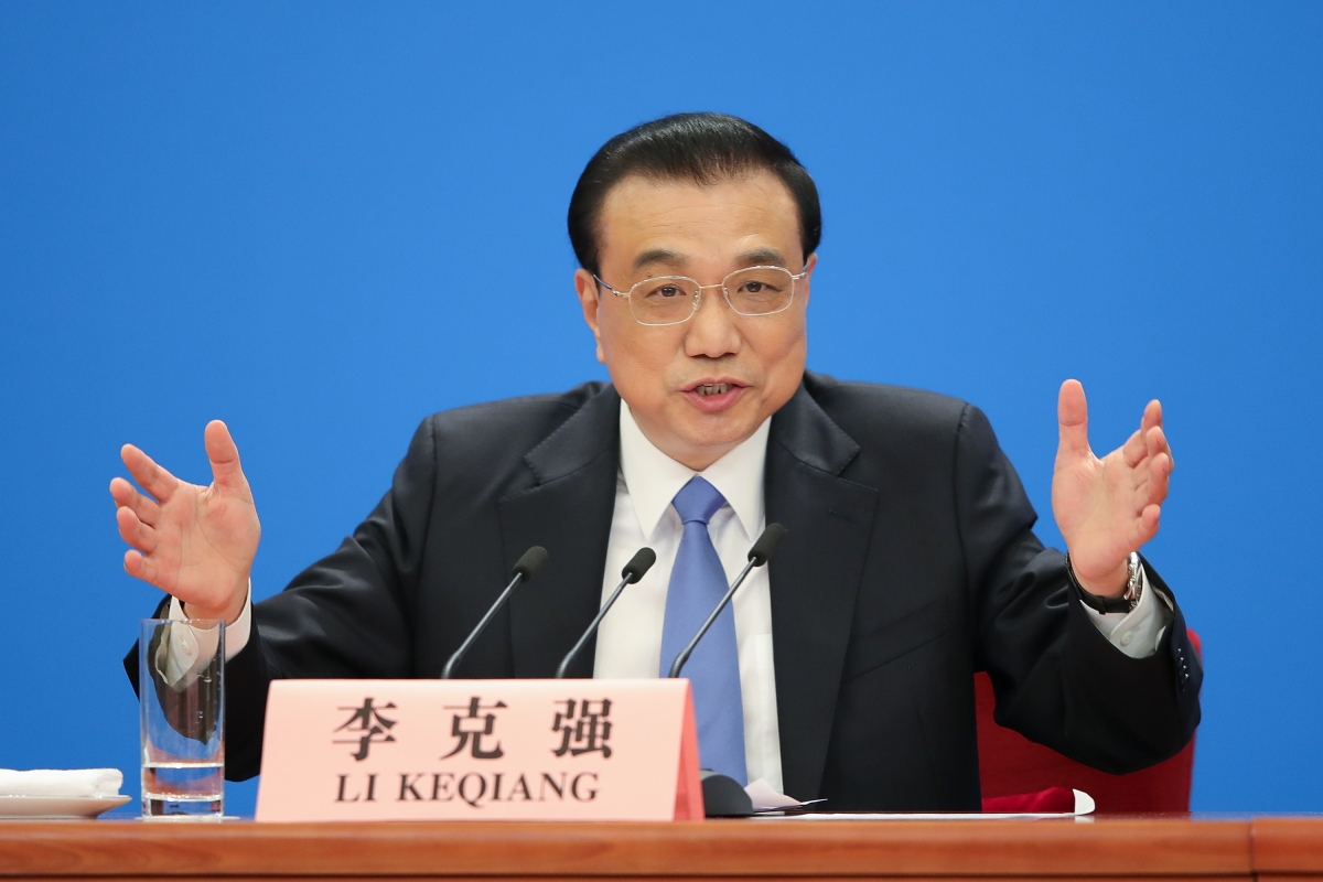 Chinese Premier Li Keqiang speaks at a news conference