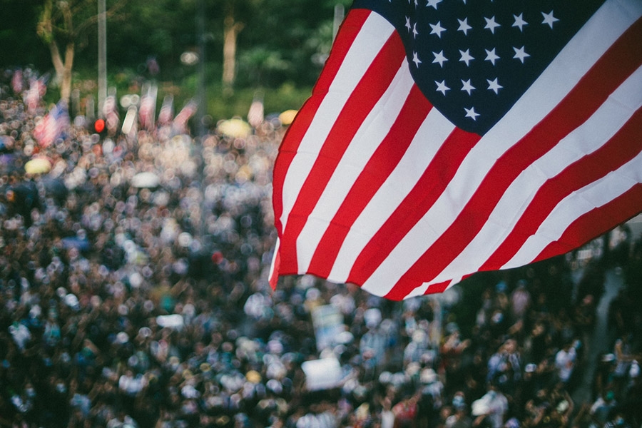 US Election and Asia - American Flags in Hong Kong - Joseph Chan - Unsplash.