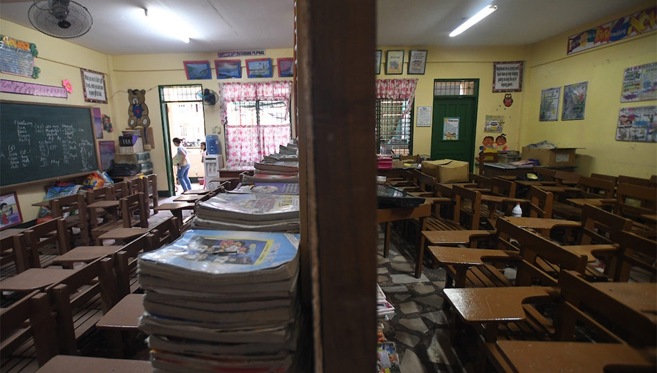 Empty classroom in Malabon, Manila. 