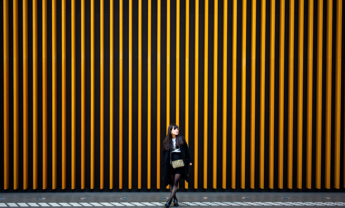 Woman waiting at the Tokyo international forum in Tokyo in 2019