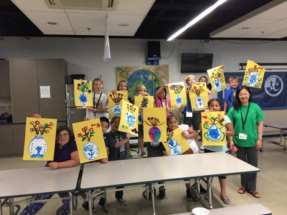 Students proudly displayed their paintings