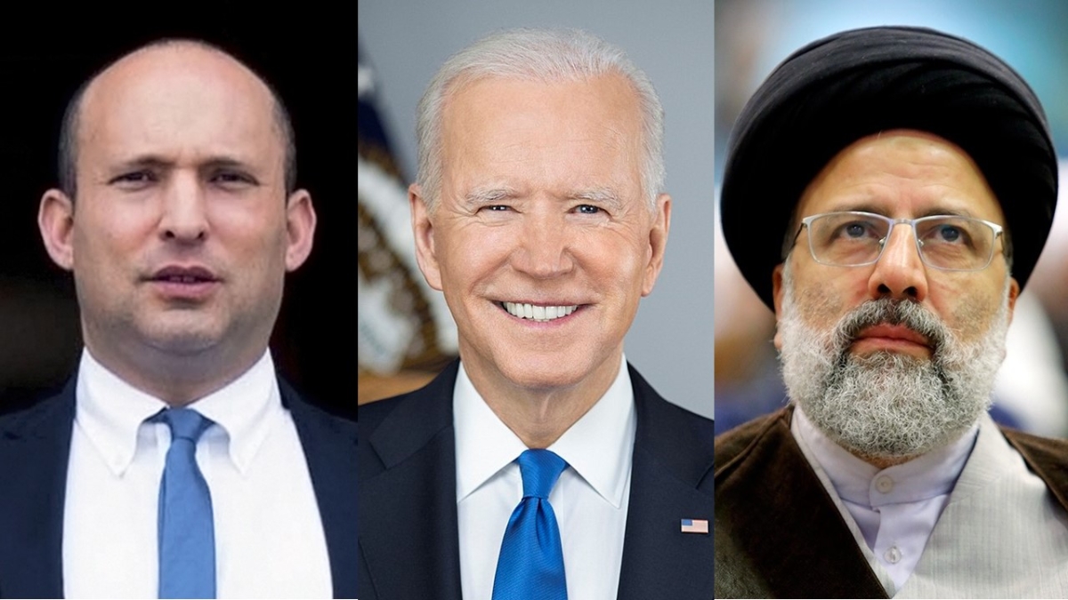 From L to R: Prime Minister Naftali Bennett, President Joe Biden, Ebrahim Raisi
