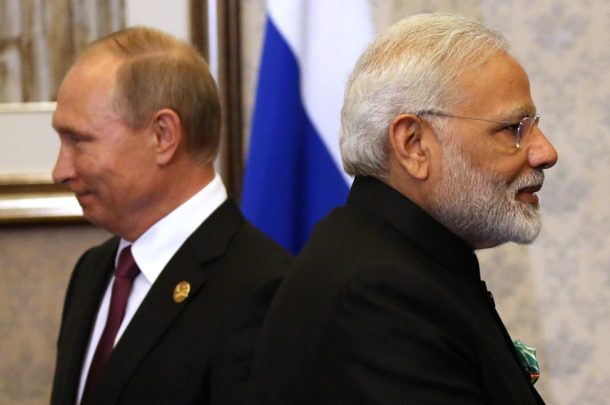 ussian President Vladimir Putin (L) and Indian Prime Minister Narendra Modi (R) seen during their meeting in Xiamen, China, September,4,2017. Leaders of Russia, China, India, Brasil and South Africa are attending the BRICS 2017 Summit, held from September 3 to 5.