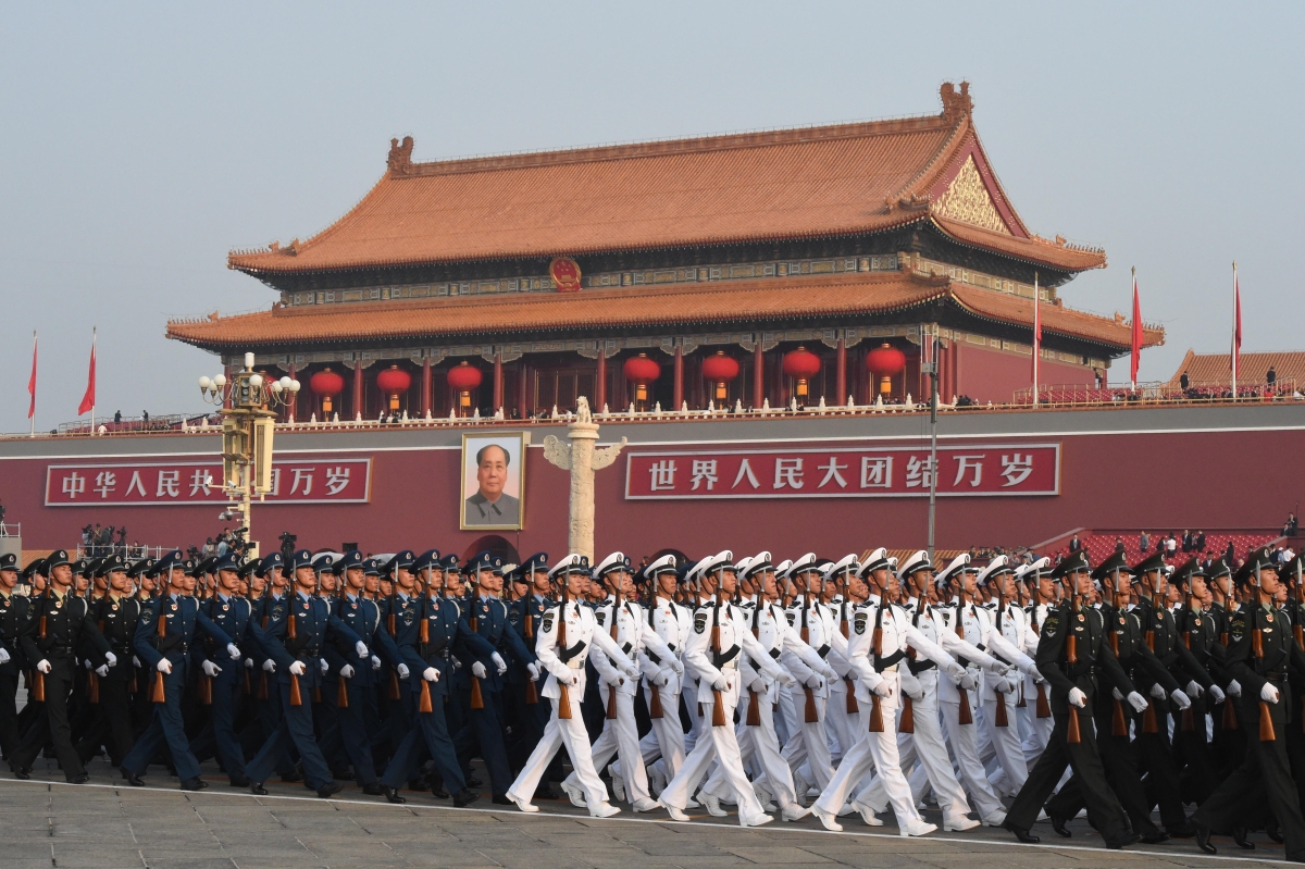 Troops prepare for a military parade in Beijing