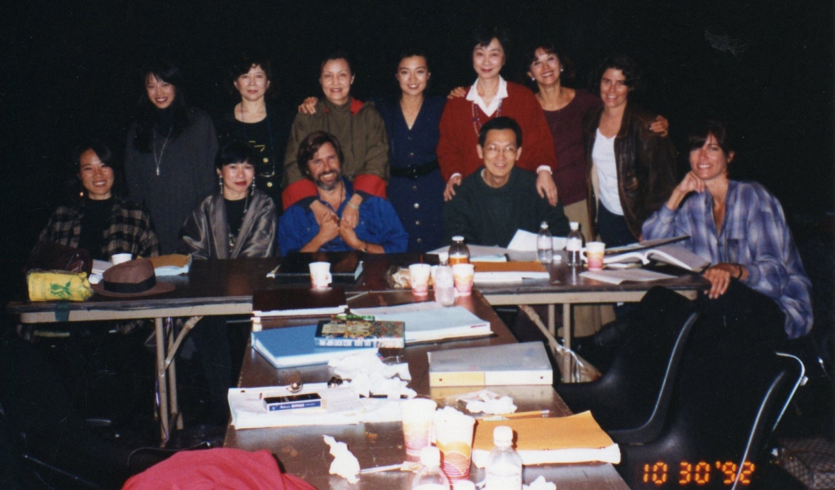 Members of the cast of 'The Joy Luck Club,' for which Janet Yang served as executive producer, participate in a table read of the 1993 film’s script.