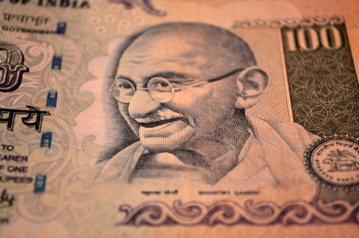 Image of Mahatma Gandhi on an Indian bank note.