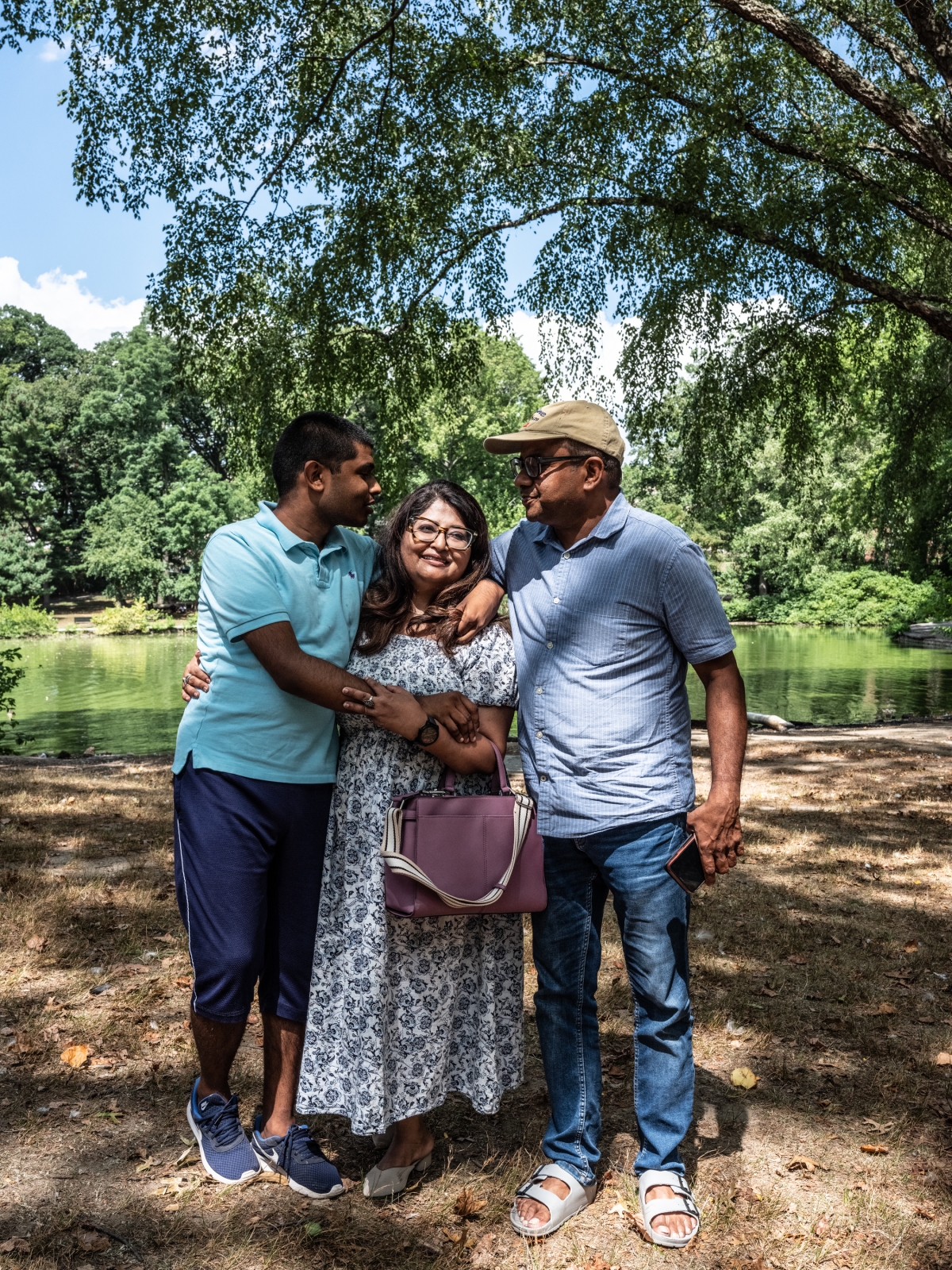 Tamzeed shares a moment with his parents, Rubaiya and Fahid, in Captain Tilly Park in Queens on August 31, 2022.