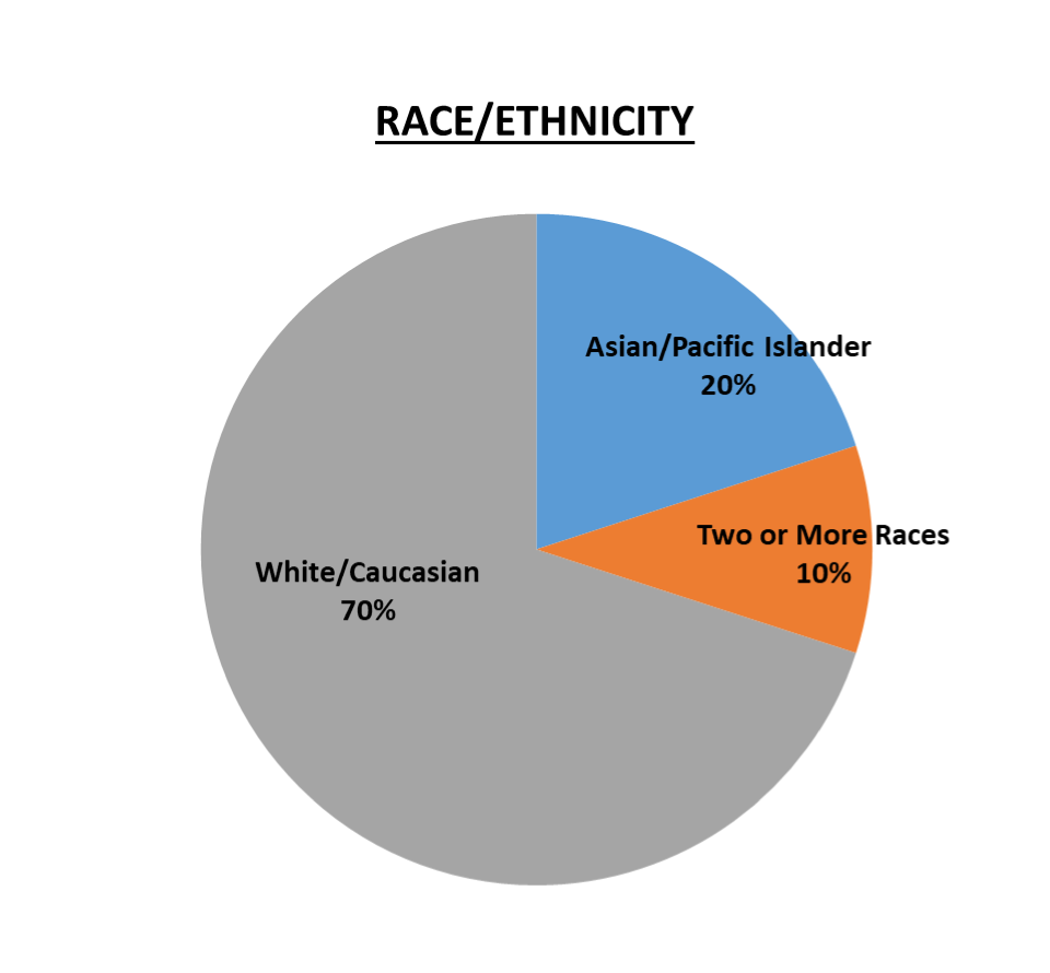 501(c)(3) Leadership Race/Ethnicity 70% White/Caucasion, 20% Asian/Pacific Islander, 10% Two or more races 