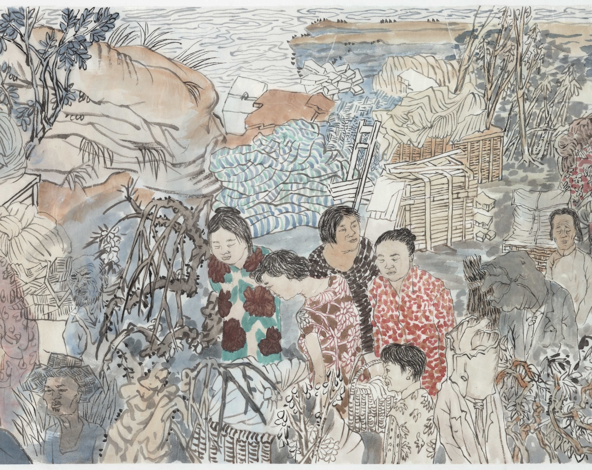 Yun-Fei Ji, ‘The Three Gorges Dam Migration’ (detail), 2008, Ink and watercolor on xuan paper mounted on silk, Courtesy the artist and James Cohan Gallery