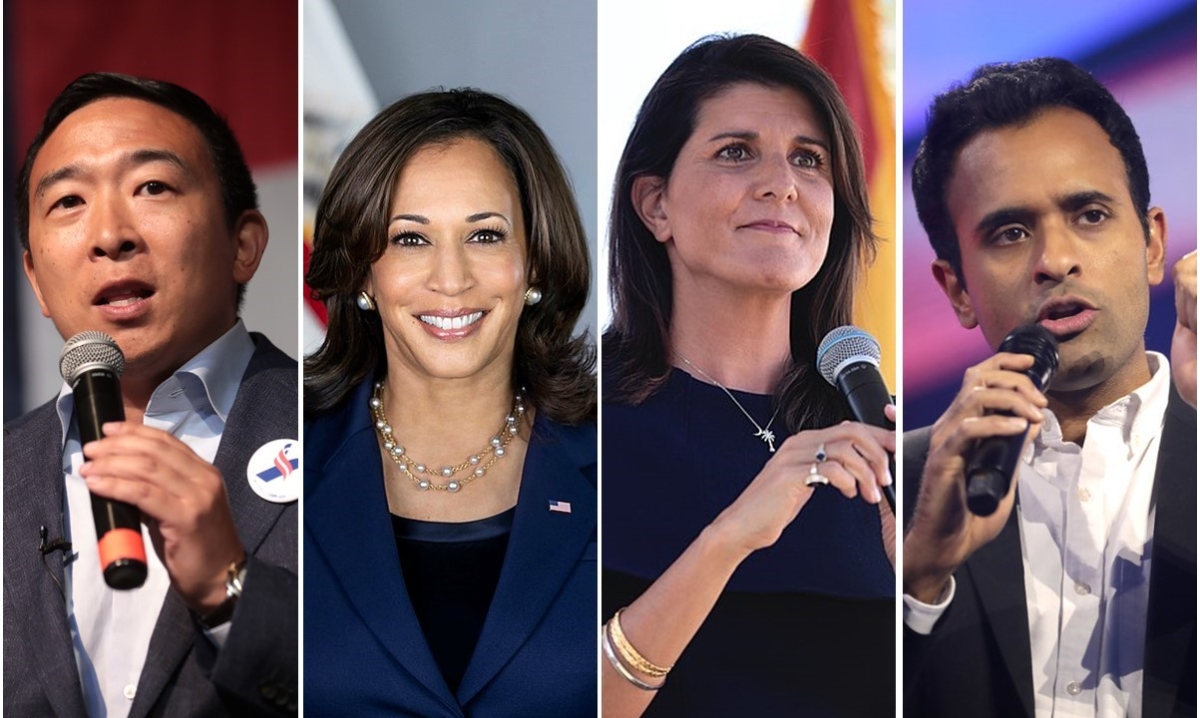 Andrew Yang, Kamala Harris, Nikki Haley, Vivek Ramaswamy